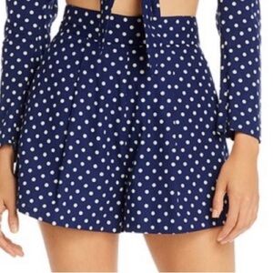 We Wore What Navy White Cotton Retro Polka Dot Shorts. Size Large